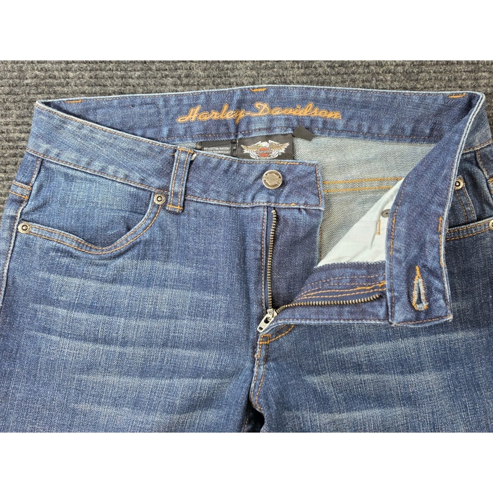 Harley-Davidson Bootcutโ Jeans Womens 4 LONG Excellent Embroidered Logo Denim
